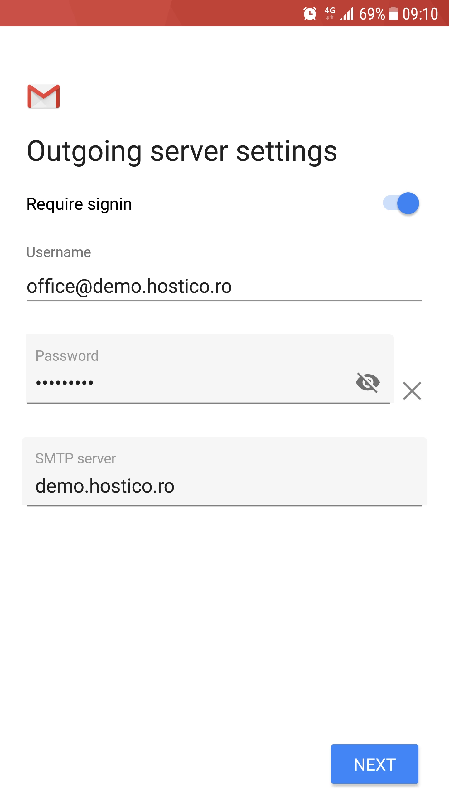 outgoing server settings