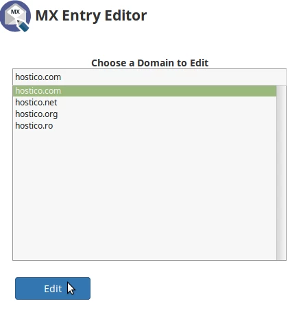 Domeniu MX Entry Editor