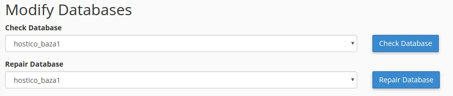 Modify databases cPanel