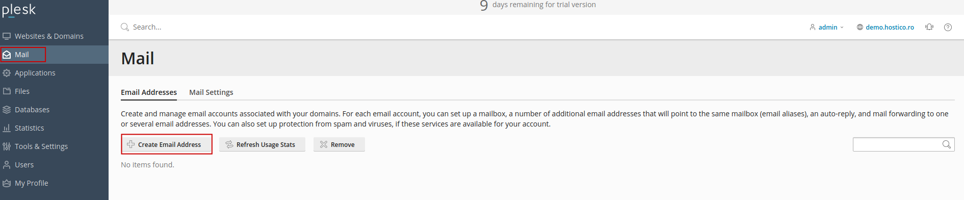 Email Plesk
