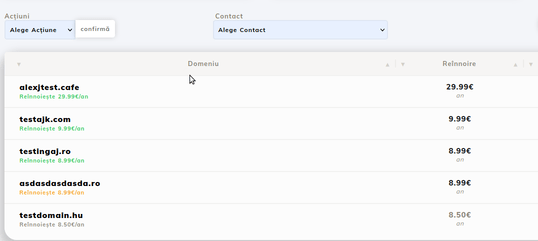 Optiuni reinnoire domenii