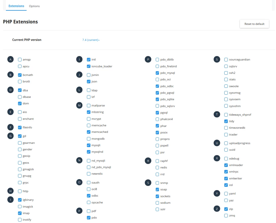 Selectare versiune php