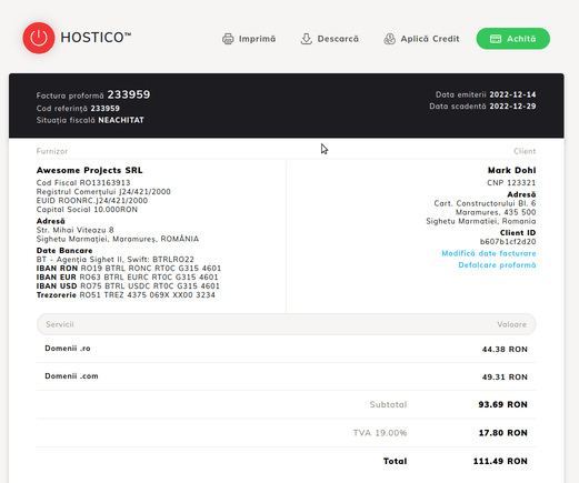Separarea elementelor din factura